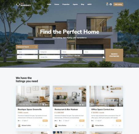 Real Estate Website Samples