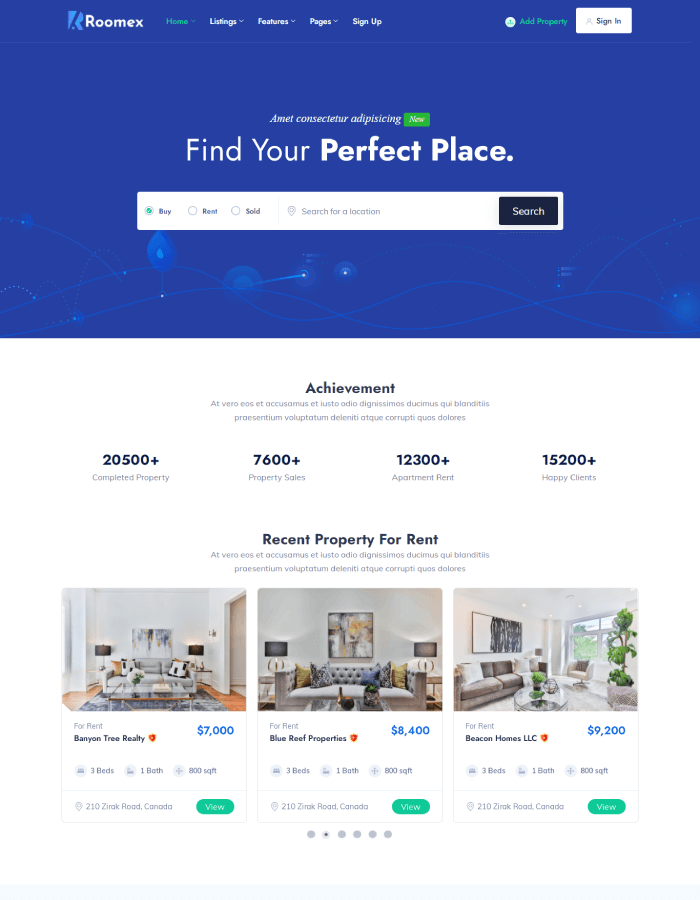 Real Estate Website Samples